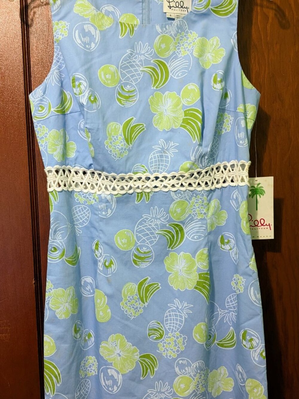 Lilly Pulitzer Nina Sweet Blue floral fruit Hawaii sheath dress - sz. 6 NWT